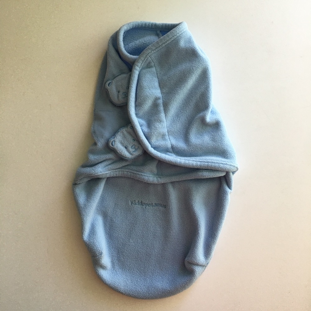 Kiddopotamus Baby Infant Swaddle Blue Fleece